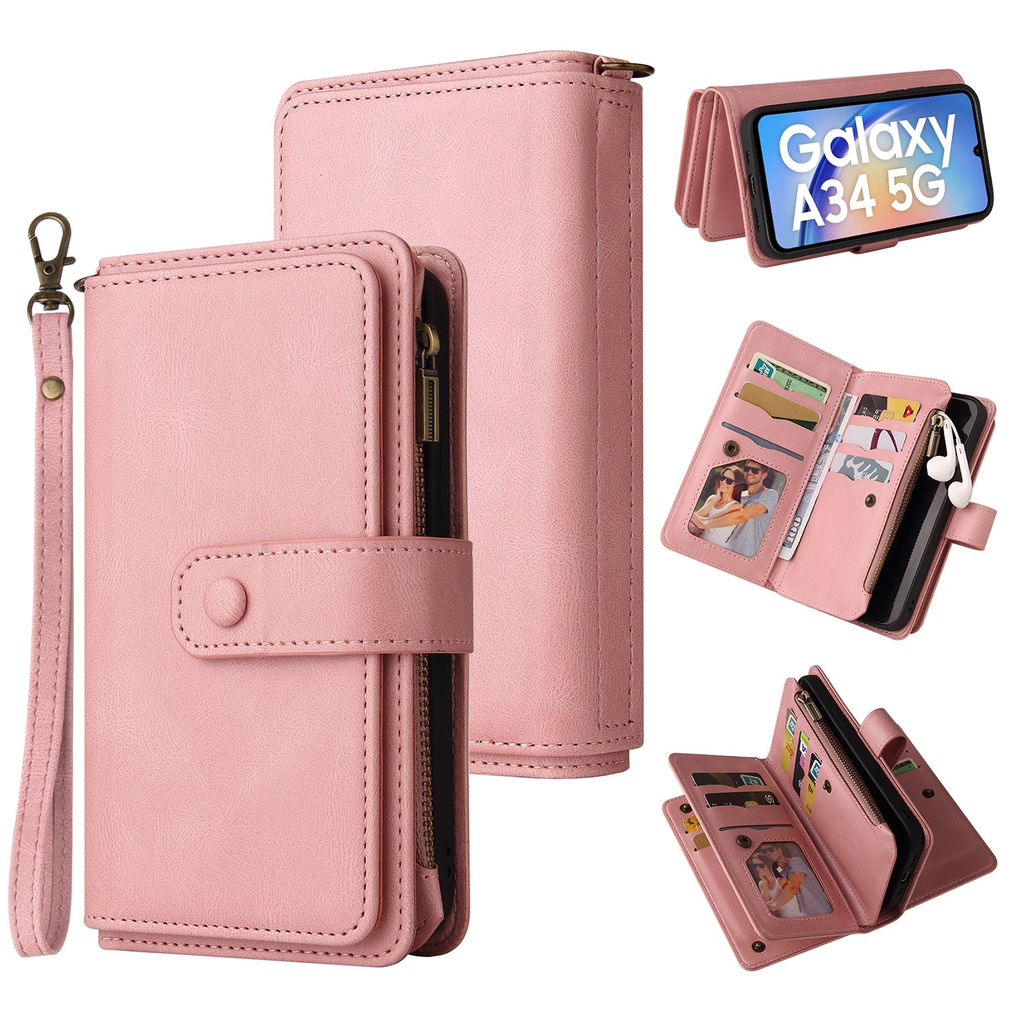 For Samsung Galaxy A34 5G Zipper Pocket Wallet Phone Case KT Multi-Functional Series-2 PU Leather Multiple Card Slots Cover For Samsung Galaxy A34 5G Zipper Pocket Wallet Phone Case KT Multi-Functional Series-2 PU Leather Multiple Card Slots Cover